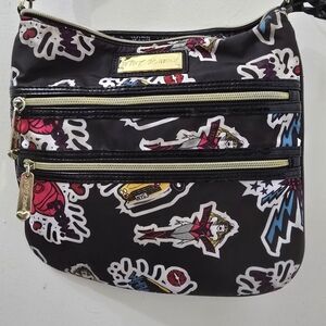 Betsey Johnson Black and Gold Graphic Crossbody Bag